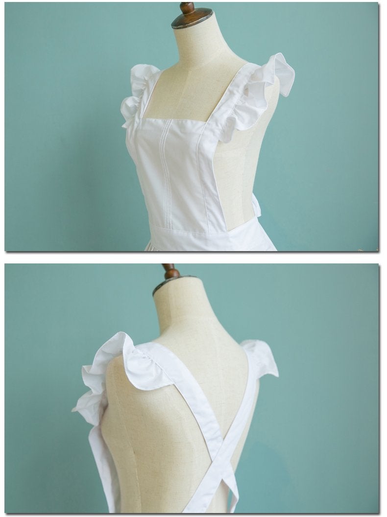 LilMents Petite Maid Ruffle Retro Apron Kitchen Cooking Cleaning Fancy Dress Cosplay Costume (White) - Image 3